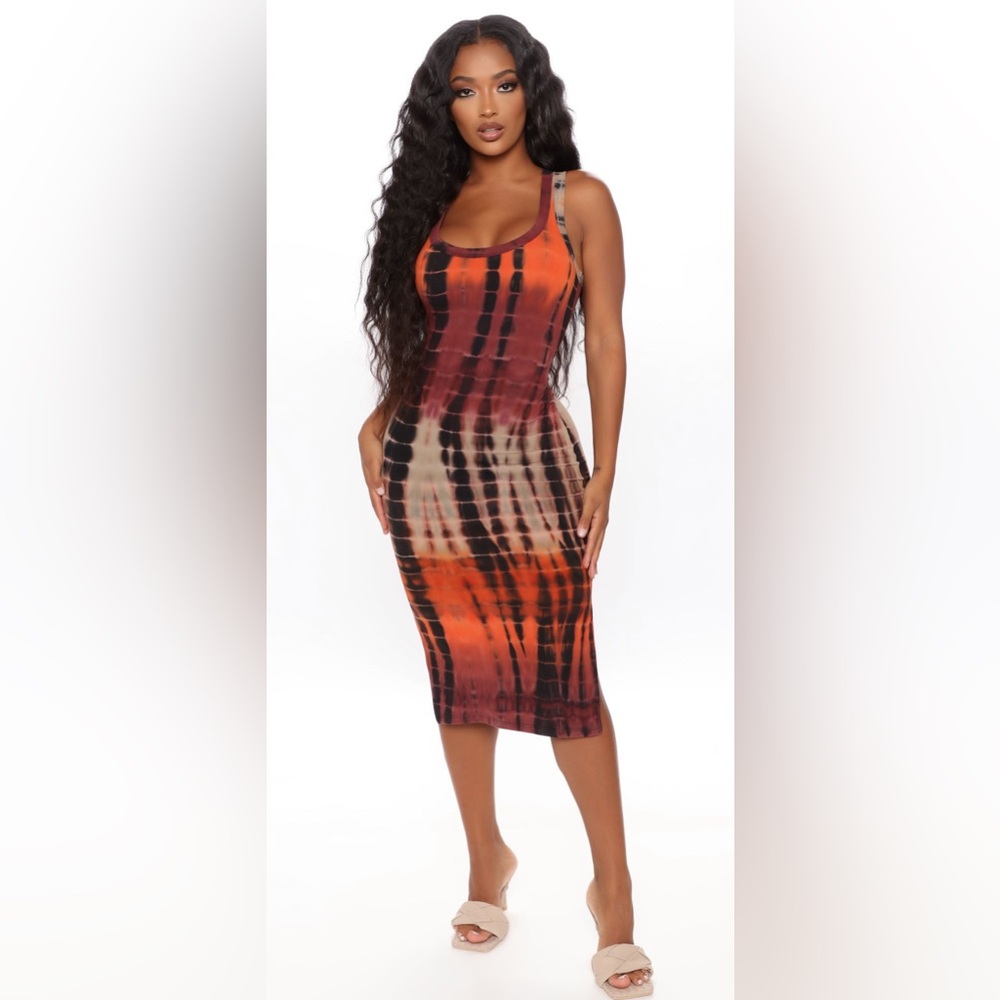 Tie-Dye Sleeveless Midi Dress